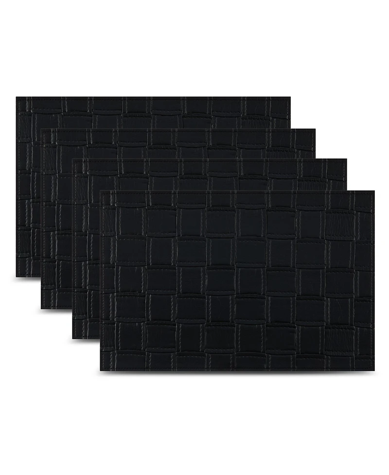 Dainty Home Bostonian Reversible Premium Leather Wipe Clean Placemat 12" x 18" Rectangular Placemats Set of 4