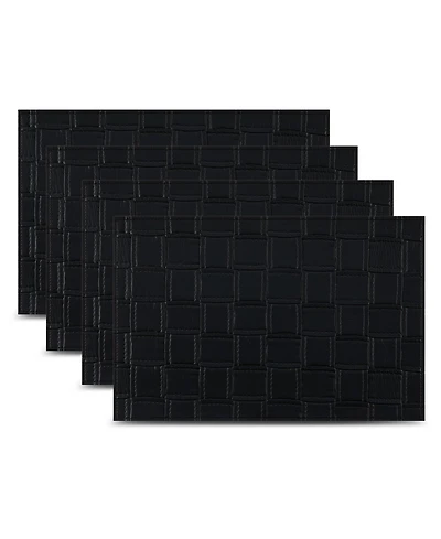 Dainty Home Bostonian Reversible Premium Leather Wipe Clean Placemat 12" x 18" Rectangular Placemats Set of 4