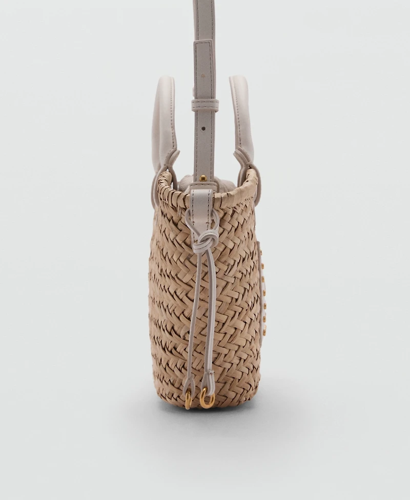 Mango Women's Small Double Handle Natural Fiber Bag
