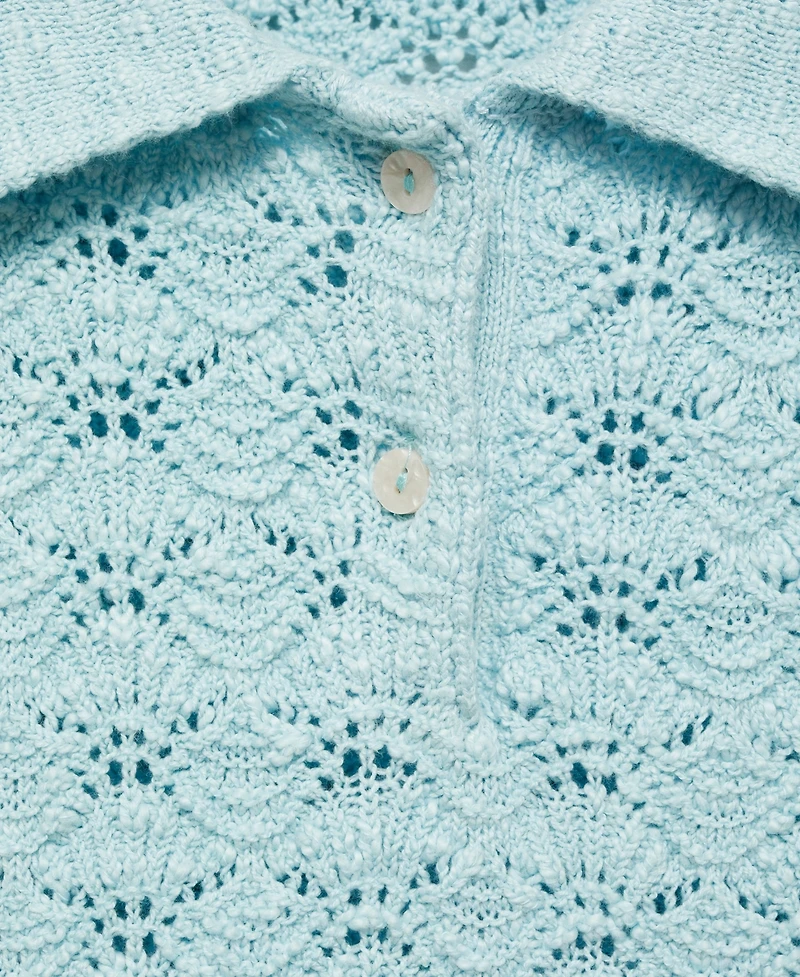 Mango Women's Openwork Knitted Polo-Neck Sweater