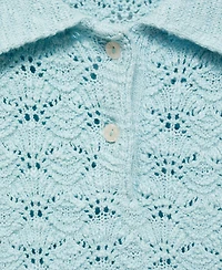 Mango Women's Openwork Knitted Polo-Neck Sweater