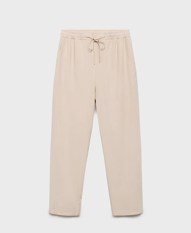 Mango Women's Elastic Waist Flowy Trouser Pants