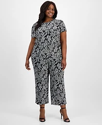 Ak Anne Klein Plus Printed Tulip-Sleeve Blouse