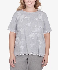 Alfred Dunner Plus Size Crystal Springs Crew Neck Top