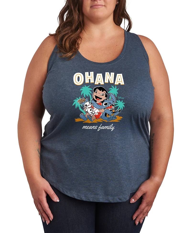 Hybrid Apparel Plus Lilo Stitch Ohana Means Family Graphic Tank Top