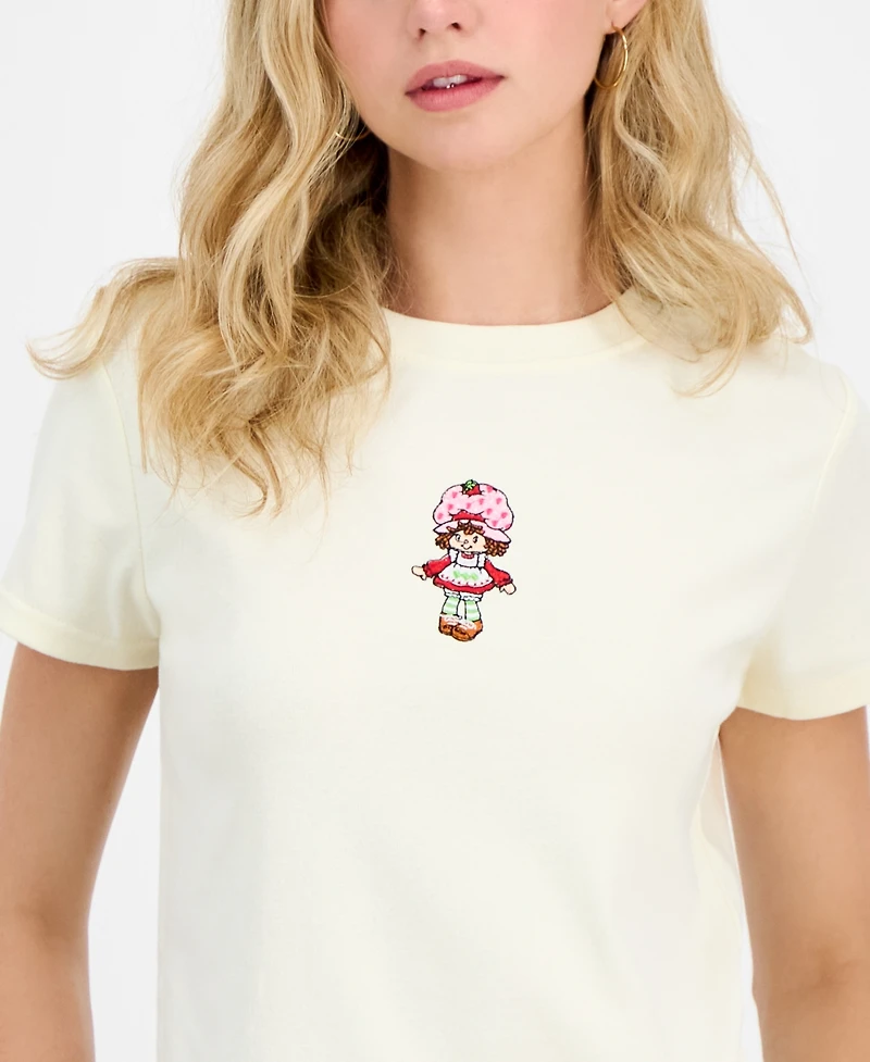 Freeze 24-7 Juniors' Embroidered Strawberry Shortcake T-Shirt