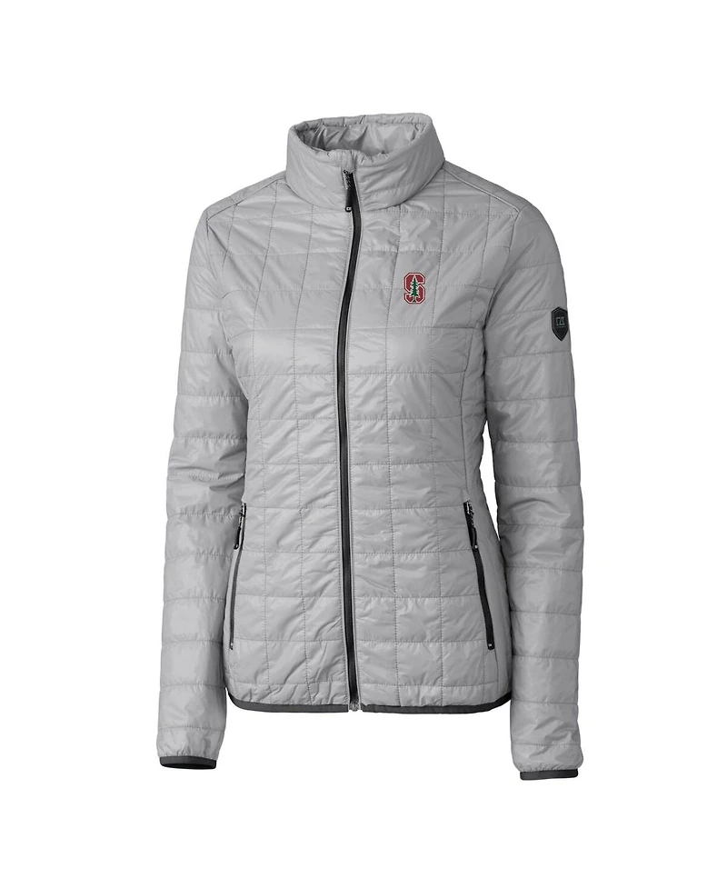 Cutter & Buck Women's Gray Stanford Cardinal Rainier Eco Insulated Puffer Full-Zip Jacket