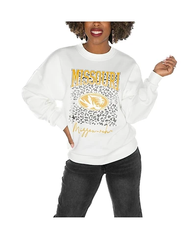 Gameday Couture Women's White Missouri Tigers Drop Shoulder Fleece Pullover Sweatshirt