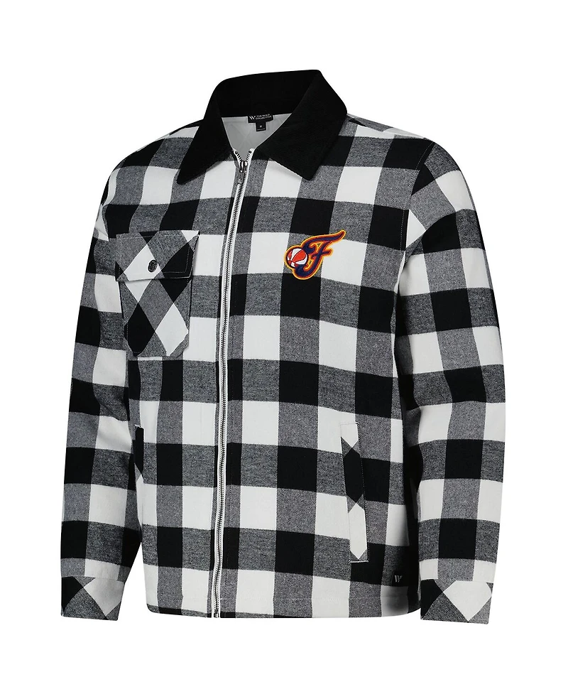 The Wild Collective Men's and Women's Black/White Indiana Fever Flannel Full-Zip Shacket