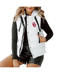 Gameday Couture Women's White Oklahoma Sooners Hooded Full-Snap Puffer Vest