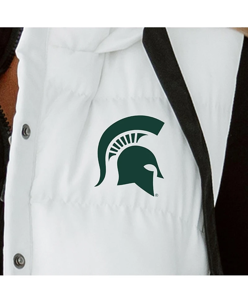 Gameday Couture Women's White Michigan State Spartans Hooded Full-Snap Puffer Vest