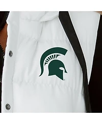 Gameday Couture Women's White Michigan State Spartans Hooded Full-Snap Puffer Vest