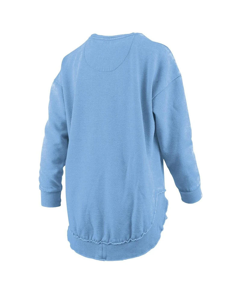 Pressbox Women's Powder Blue Ole Miss Rebels Melange Poncho Vintage Fleece Long Sleeve Pullover Sweatshirt