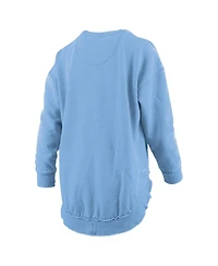 Pressbox Women's Powder Blue Ole Miss Rebels Melange Poncho Vintage Fleece Long Sleeve Pullover Sweatshirt