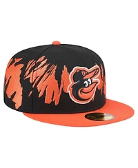 New Era Men's Black/Orange Baltimore Orioles Retro Pattern 59FIFTY Fitted Hat
