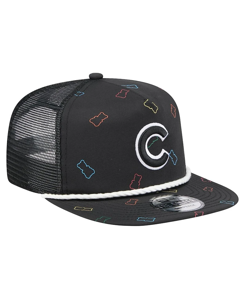 New Era Men's Black Chicago Cubs Gummy Golfer Trucker Adjustable Hat