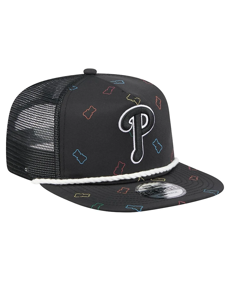 New Era Men's Black Philadelphia Phillies Gummy Golfer Trucker Adjustable Hat