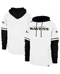 '47 Brand Men's White Baltimore Ravens Trifecta Shortstop Pullover Hoodie