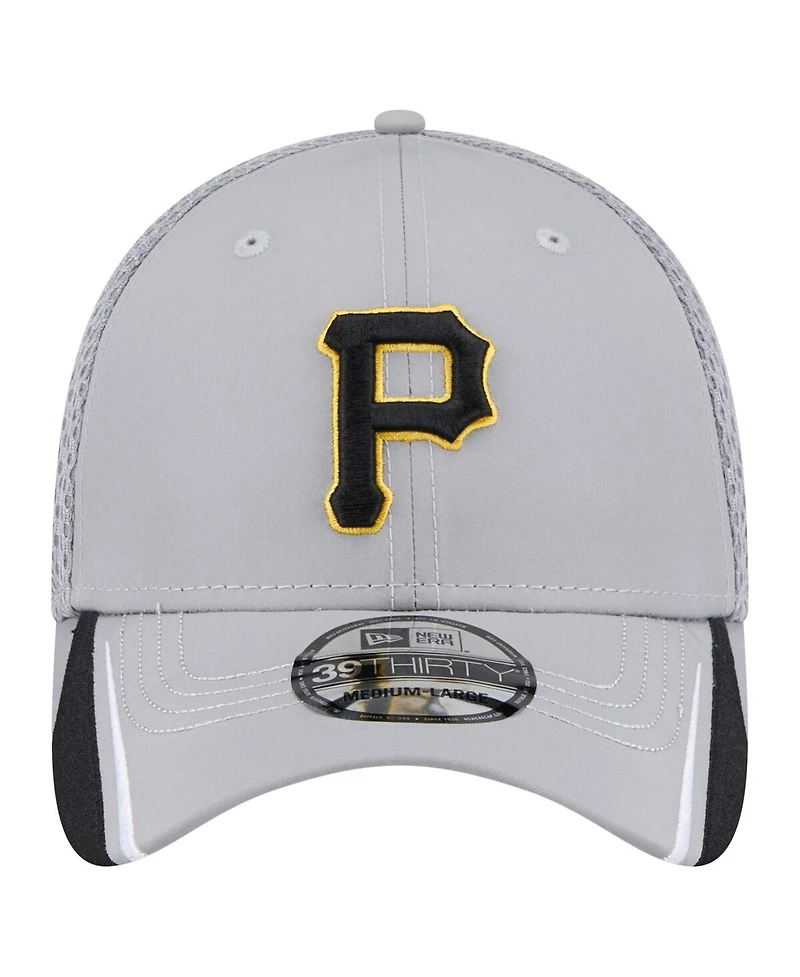 New Era Men's Gray Pittsburgh Pirates Linear 39THIRTY Flex-Fit Hat