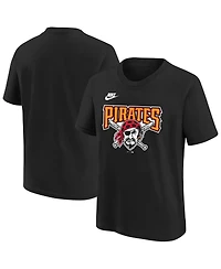 Nike Big Boys and Girls Black Pittsburgh Pirates Cooperstown Collection Team Logo T-Shirt