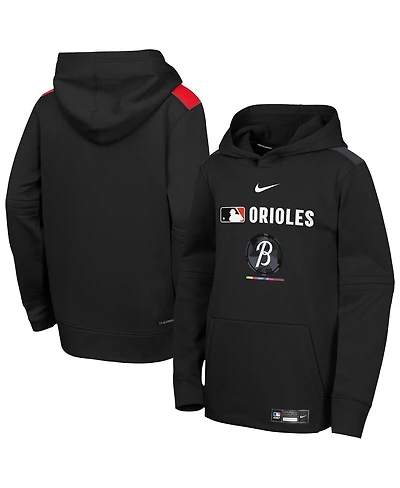 Nike Big Boys and Girls Black Baltimore Orioles City Connect Authentic Collection Performance Pullover Hoodie