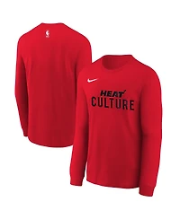Nike Big Boys and Girls Red Miami Heat 2024/25 City Edition Wordmark Performance Long Sleeve T-Shirt