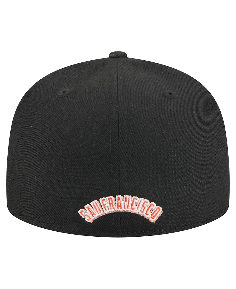 New Era Men's Black San Francisco Giants Overlap 59FIFTY Fitted Hat