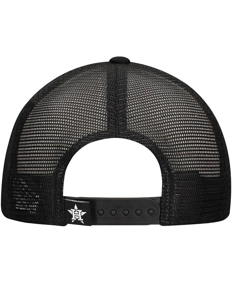 New Era Men's Black Houston Astros Retro Bold A-Frame Trucker 9FORTY Adjustable Hat