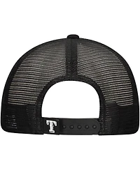 New Era Men's Black Texas Rangers Retro Bold A-Frame Trucker 9FORTY Adjustable Hat