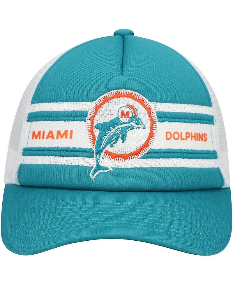 Mitchell & Ness Big Boys and Girls Aqua Miami Dolphins Stripe Trucker Adjustable Hat