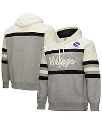 Mitchell & Ness Men's Heather Gray Minnesota Vikings Head Coach Vintage Logo Pullover Hoodie