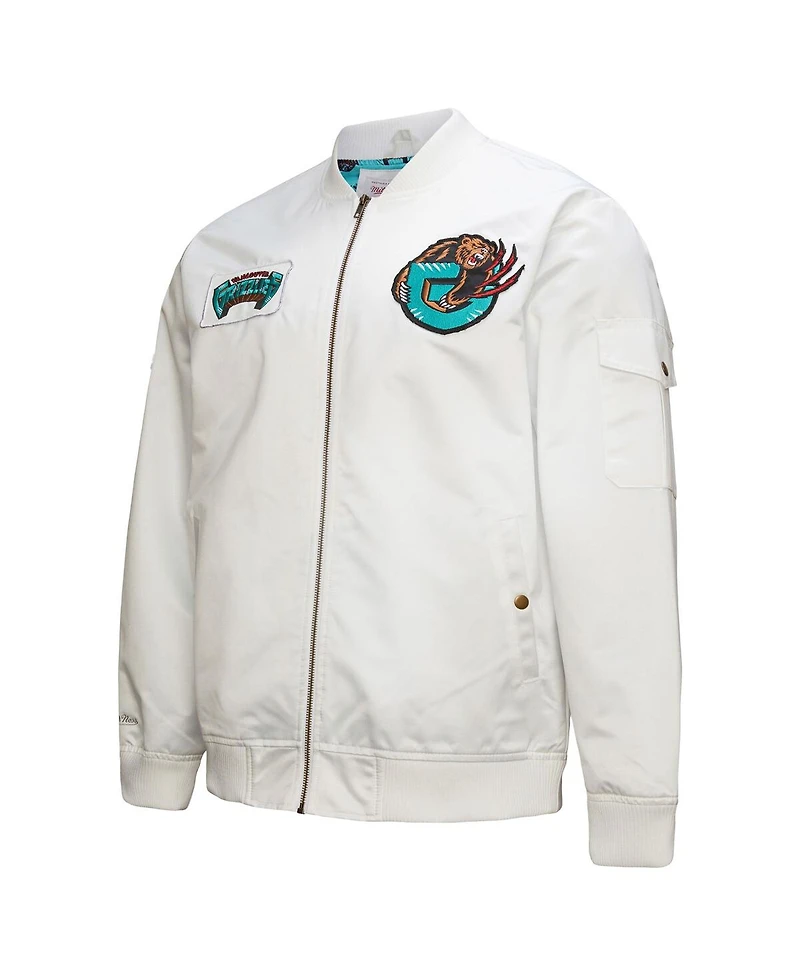 Mitchell & Ness Men's White Memphis Grizzlies Hardwood Classics Nights Team Leader Satin Full-Zip Jacket