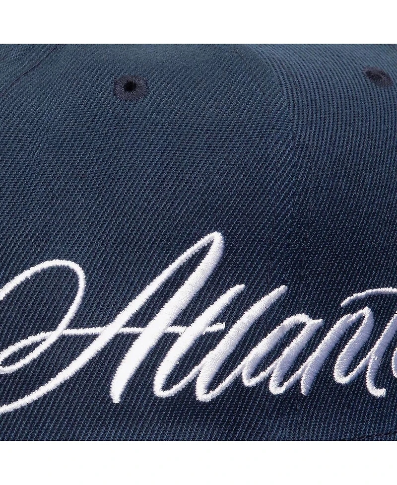 Mitchell & Ness Men's Navy Atlanta Braves Just Don x Mlb Lux Script Snapback Hat