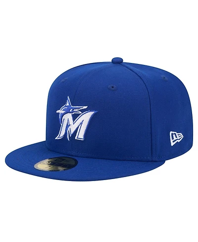 New Era Men's Royal Miami Marlins White Logo 59FIFTY Fitted Hat