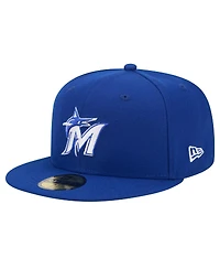 New Era Men's Royal Miami Marlins White Logo 59FIFTY Fitted Hat