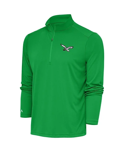 Antigua Men's Kelly Green Philadelphia Eagles Throwback Logo Tribute Quarter-Zip Pullover Top