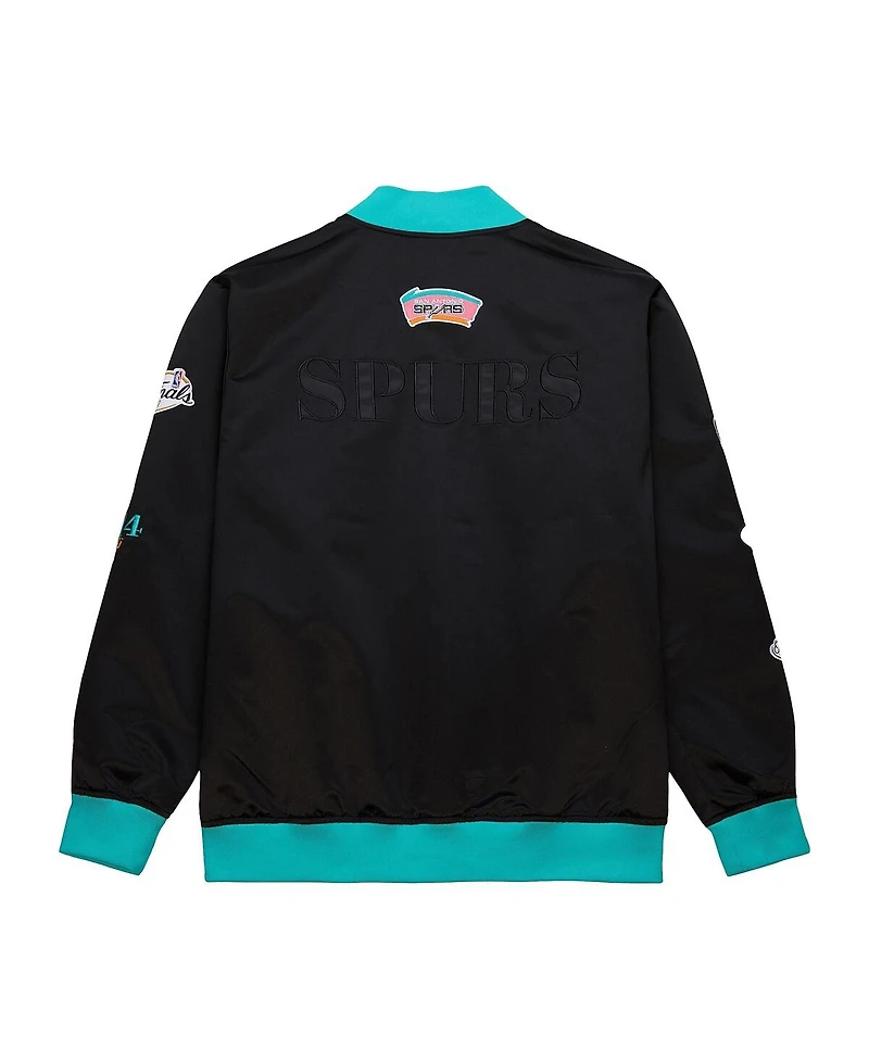 Mitchell & Ness Men's Black San Antonio Spurs Hardwood Classics Team Og 3.0 Lightweight Satin Full-Snap Jacket