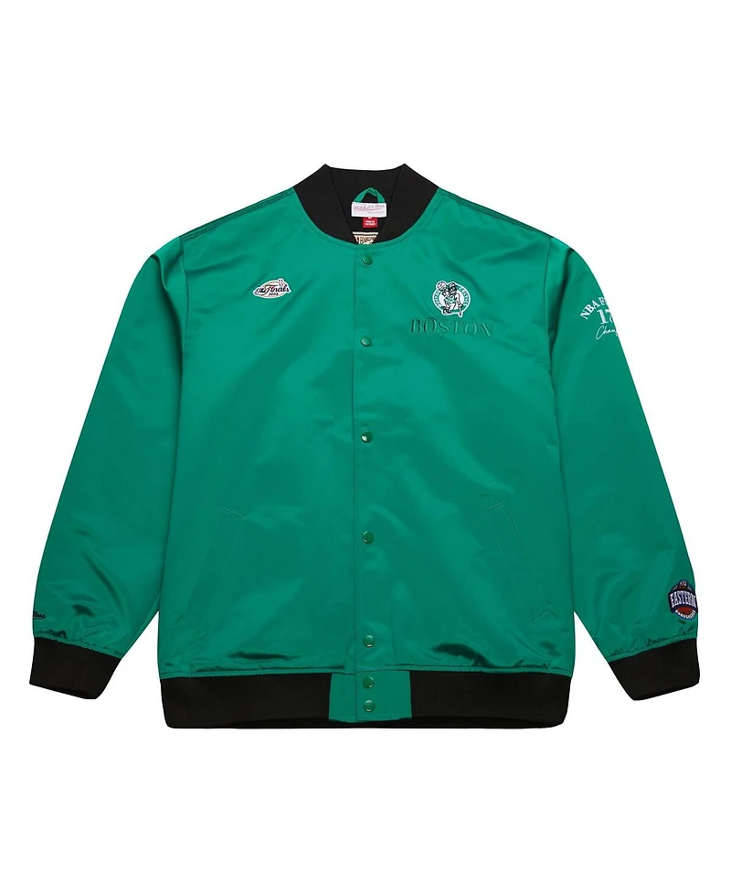 Mitchell & Ness Men's Kelly Green Boston Celtics Hardwood Classics Team Og 3.0 Lightweight Satin Full-Snap Jacket