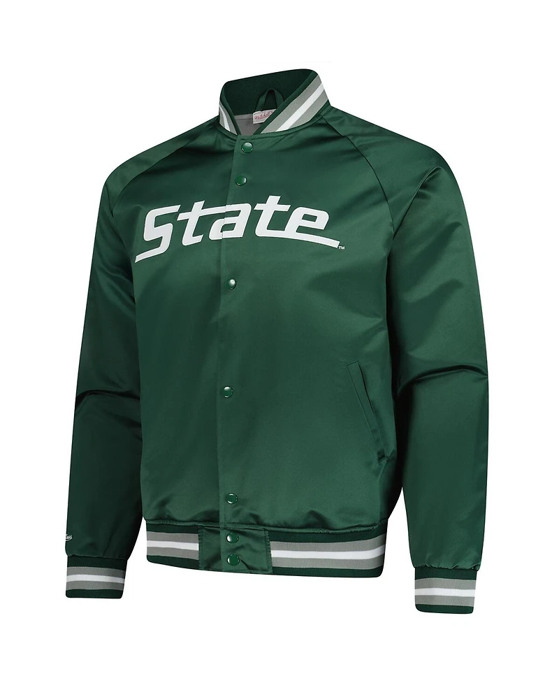 Mitchell & Ness Men's Green Michigan State Spartans Lightweight Current Logo Satin Full-Snap Jacket