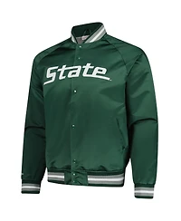 Mitchell & Ness Men's Green Michigan State Spartans Lightweight Current Logo Satin Full-Snap Jacket