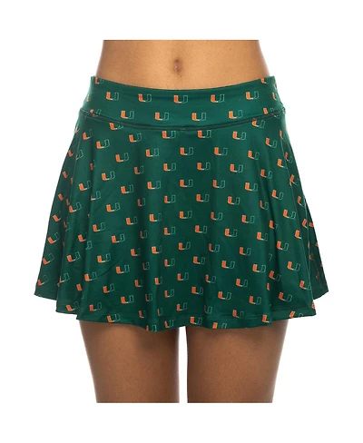 ZooZatz Women's Green Miami Hurricanes All-Over Print Flowy Skort