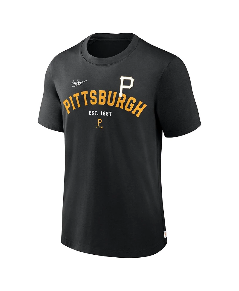Nike Men's Black Pittsburgh Pirates Cooperstown Collection Rewind Slogan T-Shirt