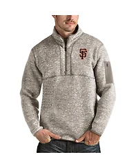 Antigua Men's Oatmeal San Francisco Giants Fortune Quarter-Zip Pullover Jacket