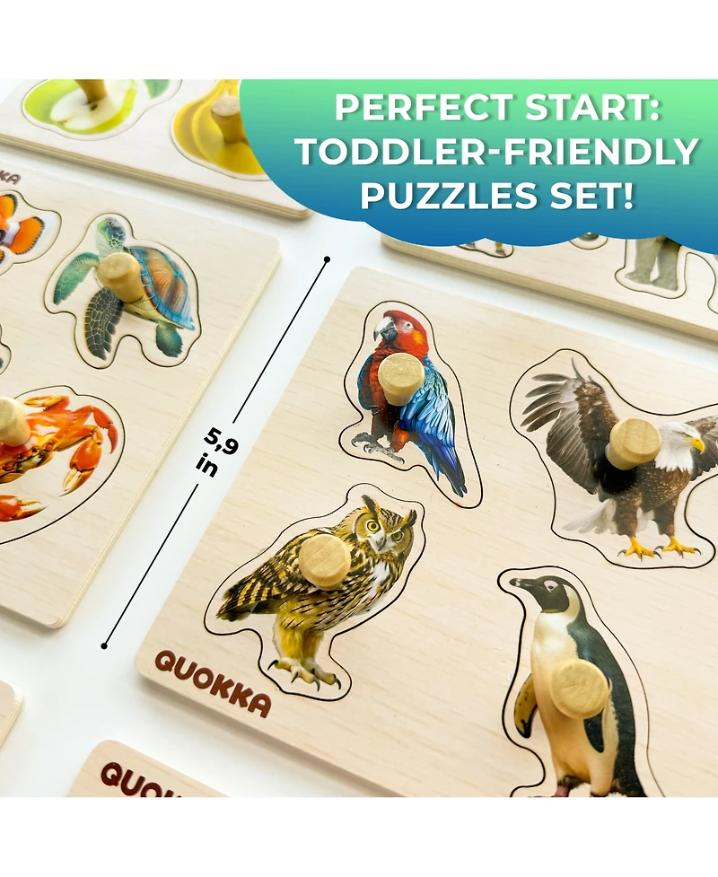 Quokka Wooden Puzzles for Toddlers 1-3 – Pegged Puzzles for Kids