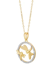 Diamond Dragonfly Pendant Necklace (1/10 ct. t.w.) in 14k Gold-Plated Sterling Silver, 16" + 2" extender