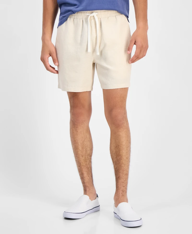 Sun + Stone Men's Chase Regular-Fit 6" Linen Blend Shorts, Exclusively at Macy's