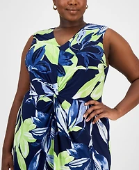 Connected Plus Printed Twisted-Front Maxi Dress