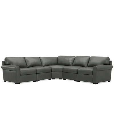 Radley Roll Arm 117" -Pc. Leather Wedge Corner L Sectional
