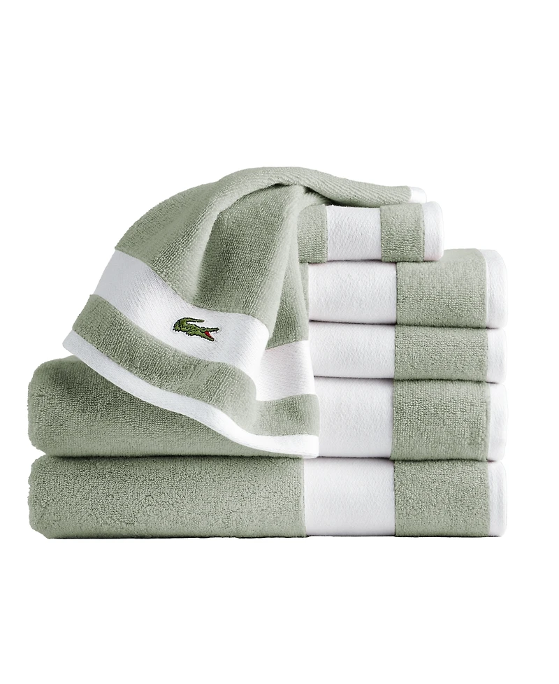Lacoste Home Heritage Sport Stripe Logo Cotton 6-Pc. Bath Towel Set