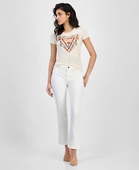 Guess Women's Triangle Flowers Short-Sleeve Tee